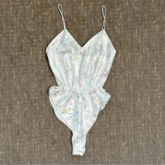 Vintage Laura Adams Womens Satin Floral Teddie Lingerie Size Small - Picture 1 of 5